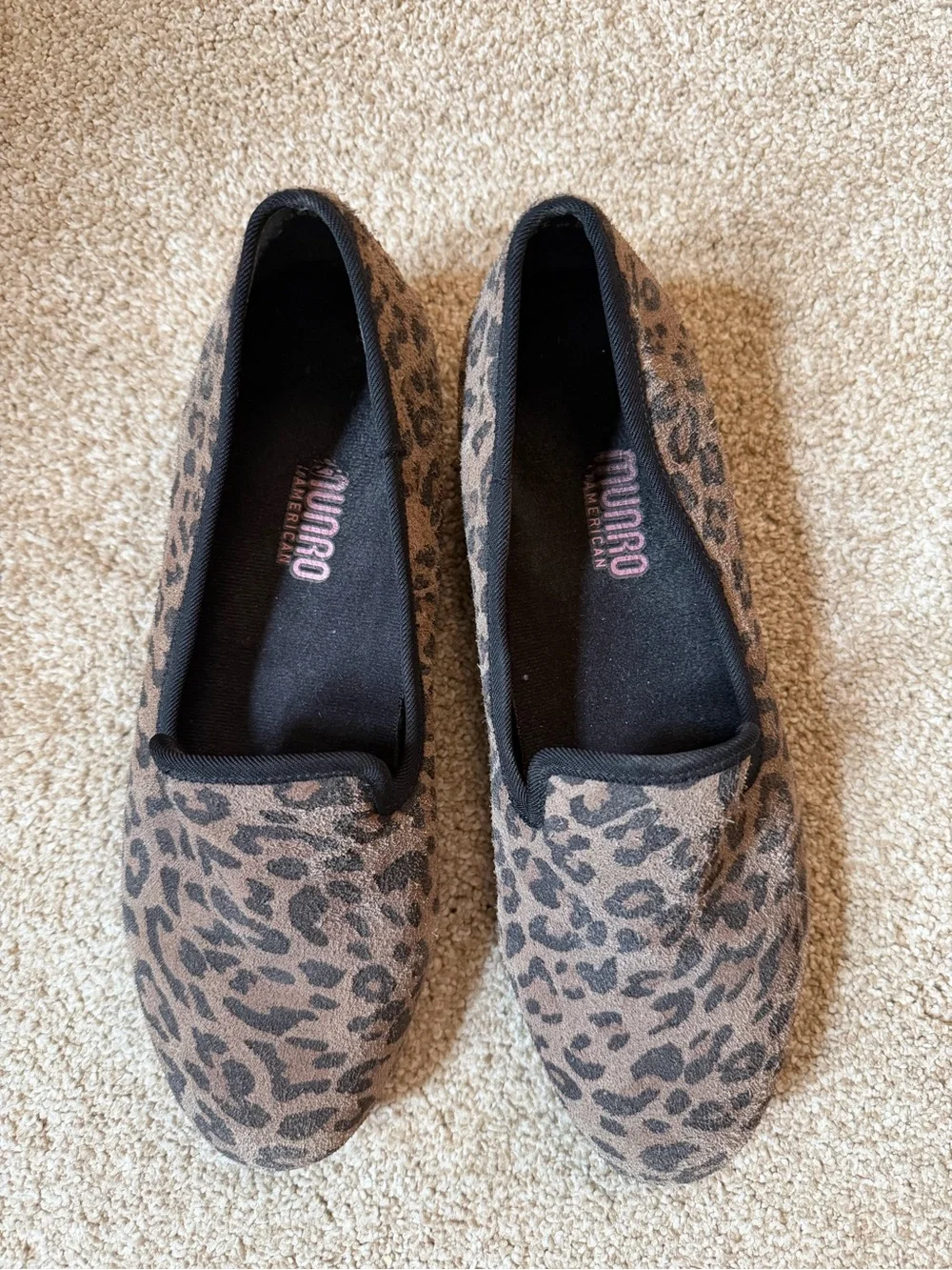 Munro Leopard Print Slip-On Flats - Brown/Black